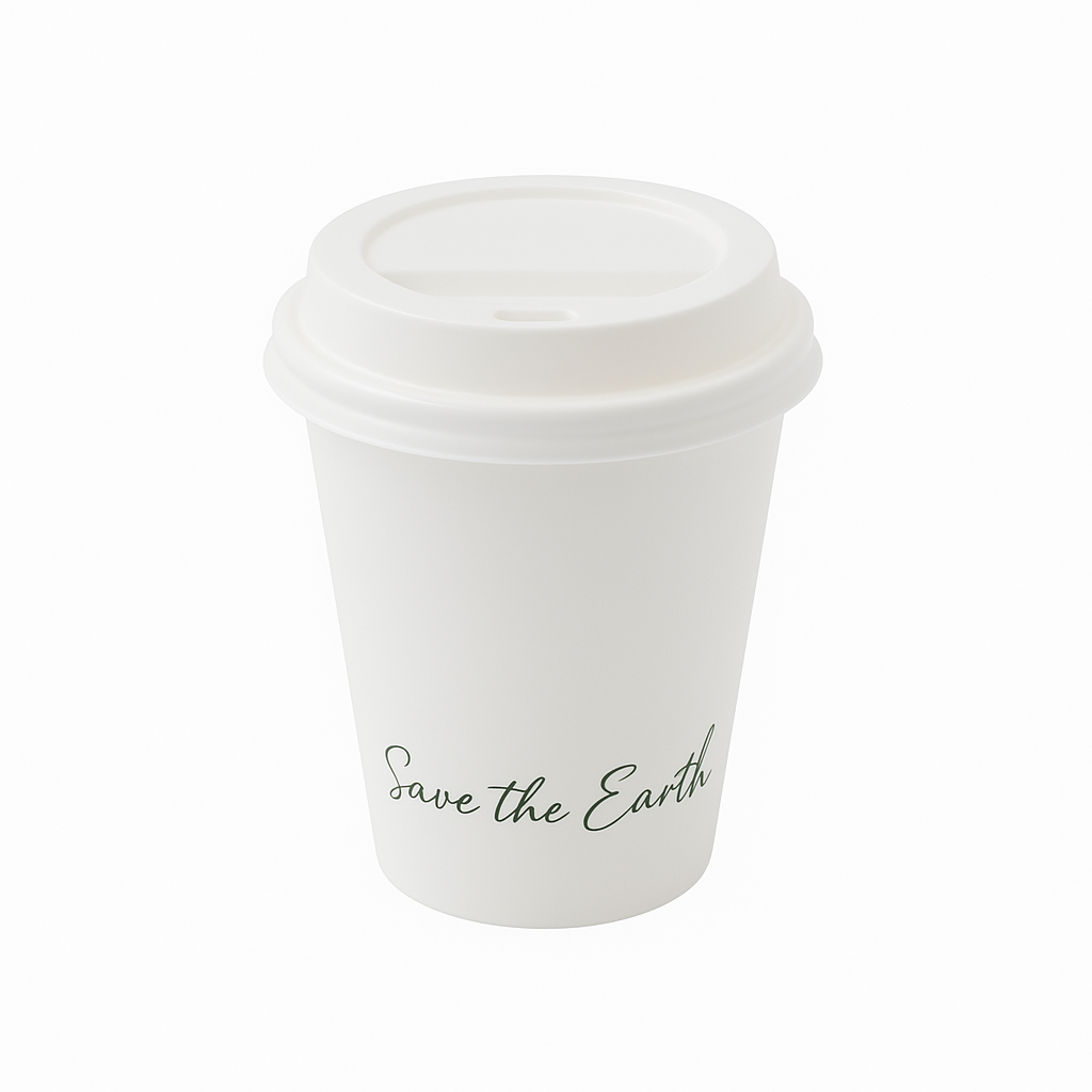 Gobelet 20 cl (7 oz) en Carton Blanc avec Couvercle en Plastique